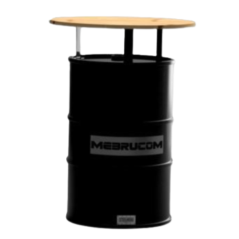 Preview: Ölfass-Stehtisch mit personalisierbarem Logo